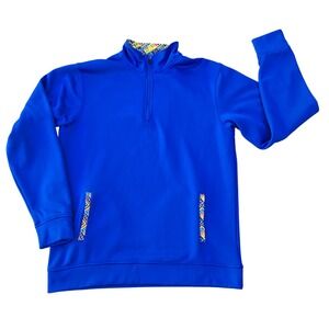 Route One Apparel Old Bay Seasoning Graphic Quarter Zip Pullover Blue Men L